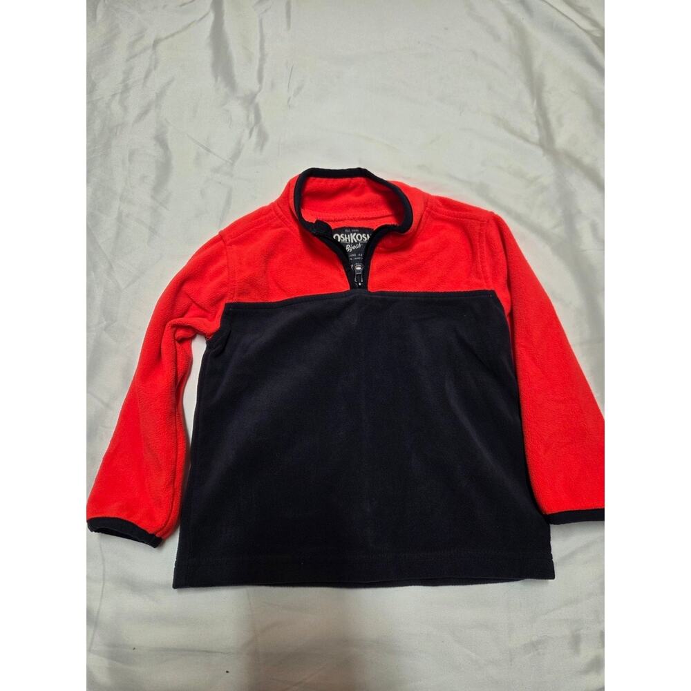 OshKosh B'gosh Red and Navy Colorblock Half-Zip Pullover 2T